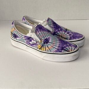 Vans Purple Tie Dye Slip On‎ Loafers, 6